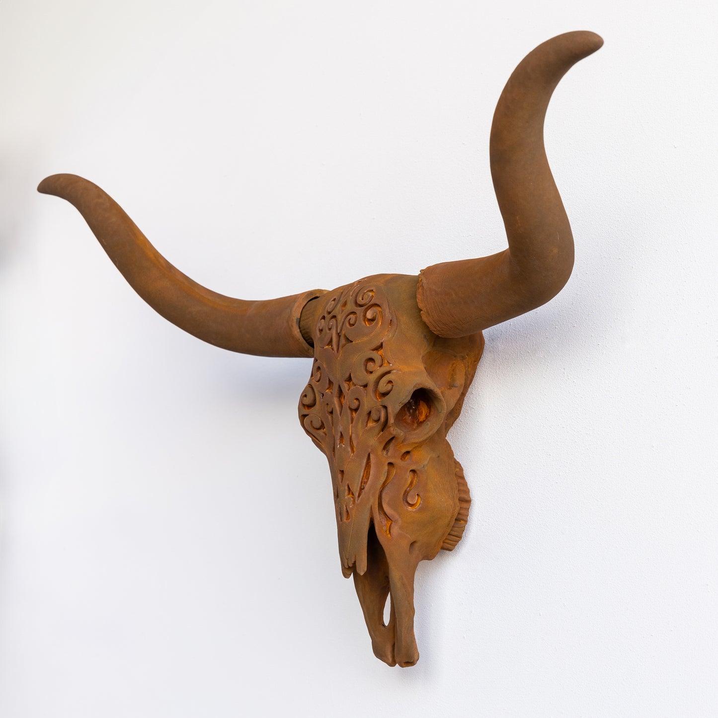 Faux Carved Texas Longhorn Skull