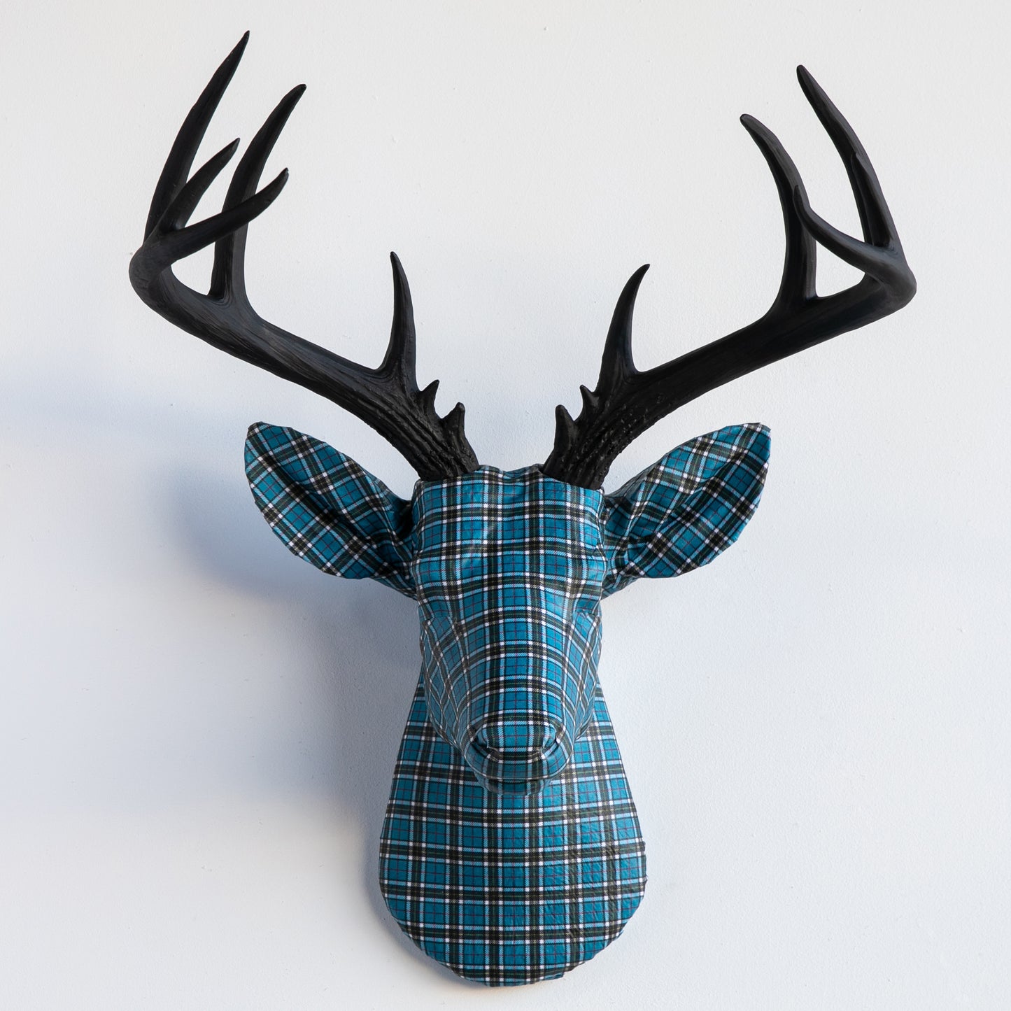 Fabric Deer Head - Blue Tartan Pattern Fabric Deer Head