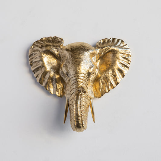 Faux Small Elephant Wall Mount // Gold