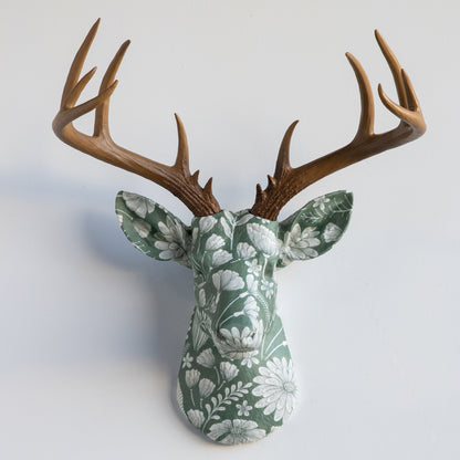 Fabric Deer Head - Sage Floral Fabric Deer Head