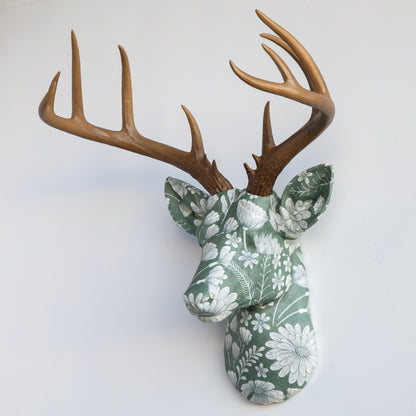 Fabric Deer Head - Sage Floral Fabric Deer Head