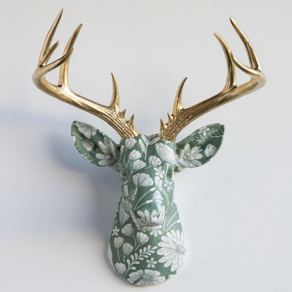 Fabric Deer Head - Sage Floral Fabric Deer Head