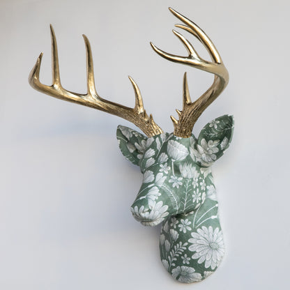 Fabric Deer Head - Sage Floral Fabric Deer Head