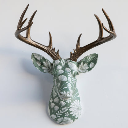 Fabric Deer Head - Sage Floral Fabric Deer Head