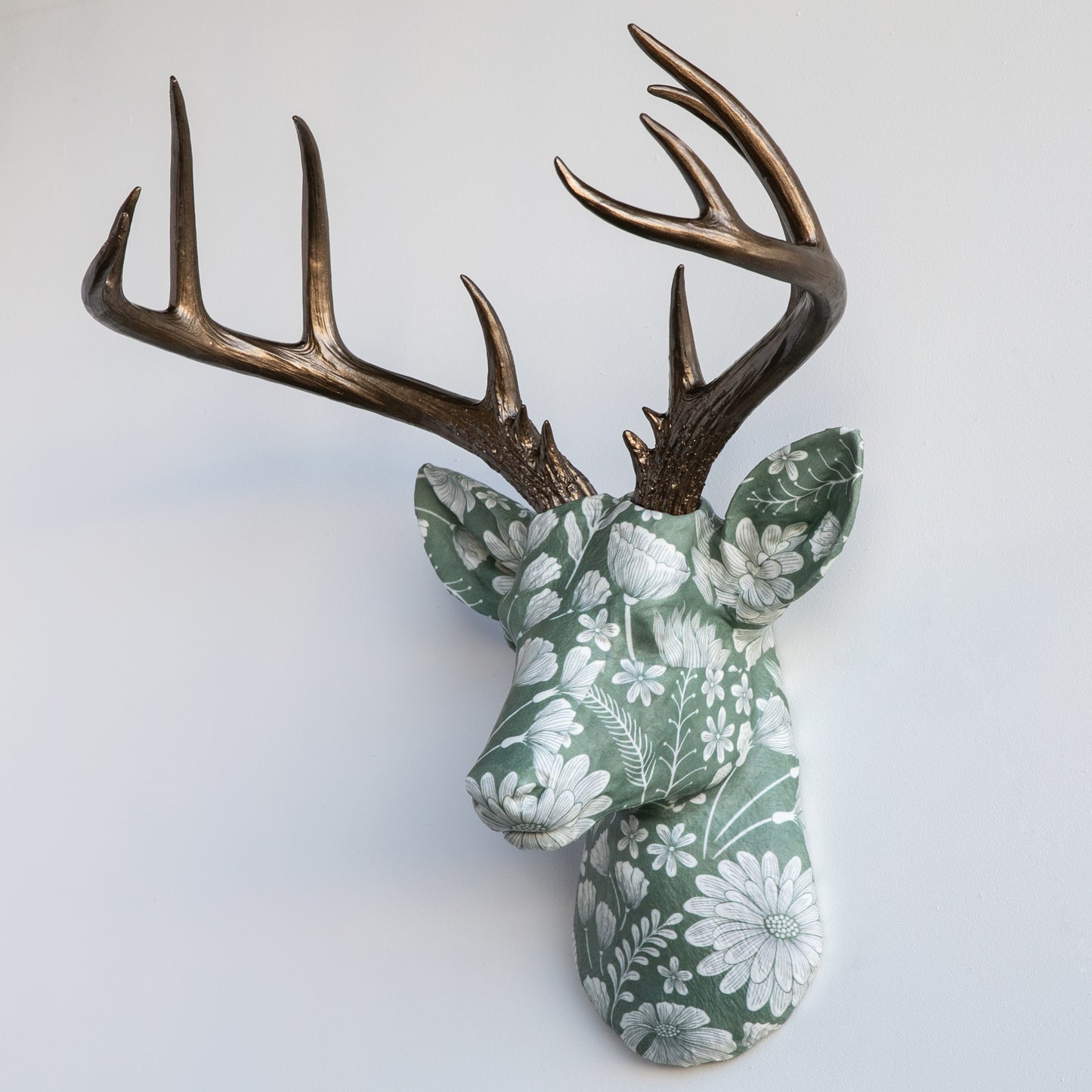 Fabric Deer Head - Sage Floral Fabric Deer Head