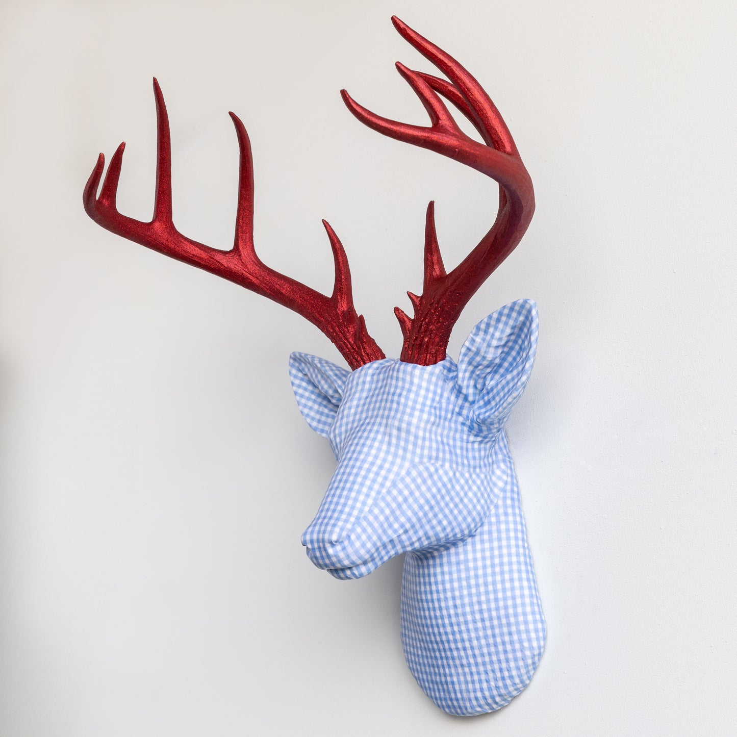 Fabric-Wrapped Deer Head - Plaid and Tartan Patterns