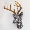 Fabric-Wrapped Deer Head - Woodland and Nature Patterns