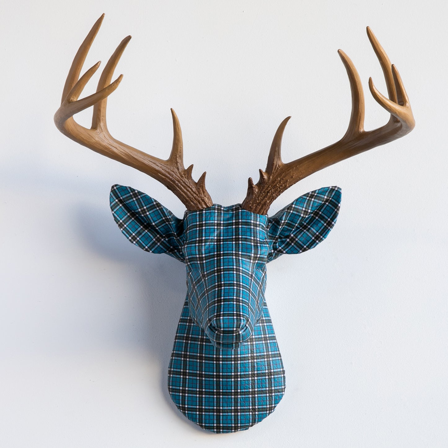 Fabric Deer Head - Blue Tartan Pattern Fabric Deer Head