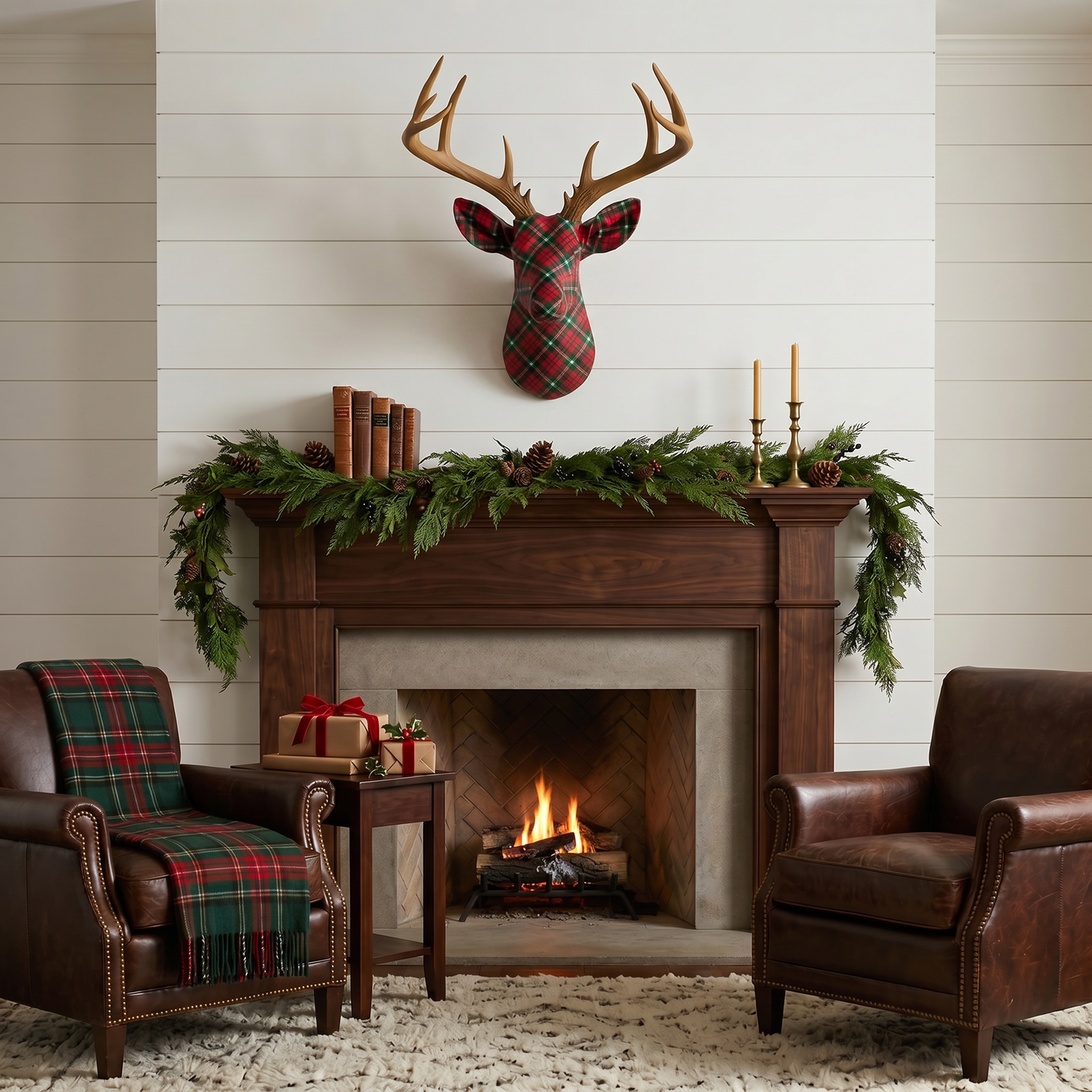 Fabric-Wrapped Deer Head – Holiday Patterns