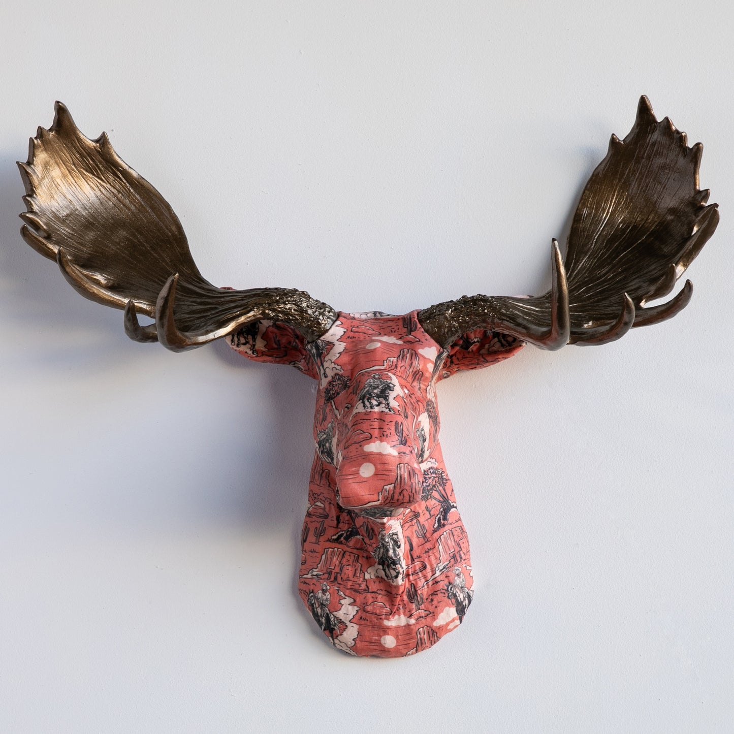 Custom Fabric Moose Head - Choose your Own Fabric and Antler Color