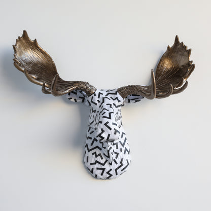 Custom Fabric Moose Head - Choose your Own Fabric and Antler Color