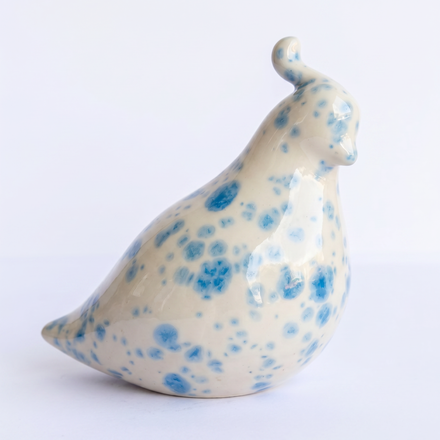 Hand-Glazed Quail Figurine