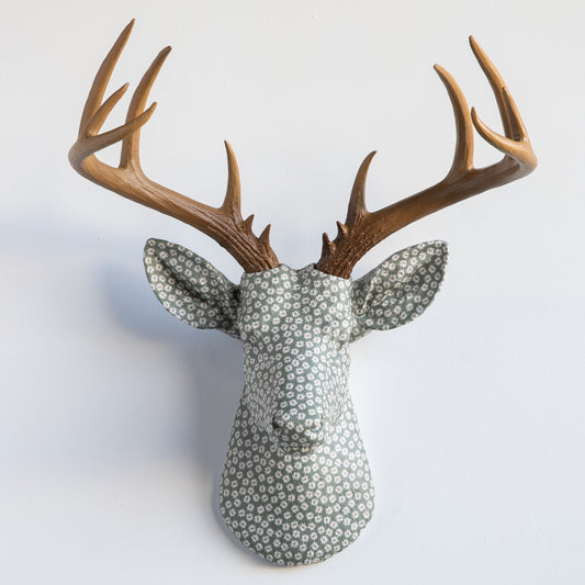 Fabric Deer Head - Sage Daisies Fabric Deer Head