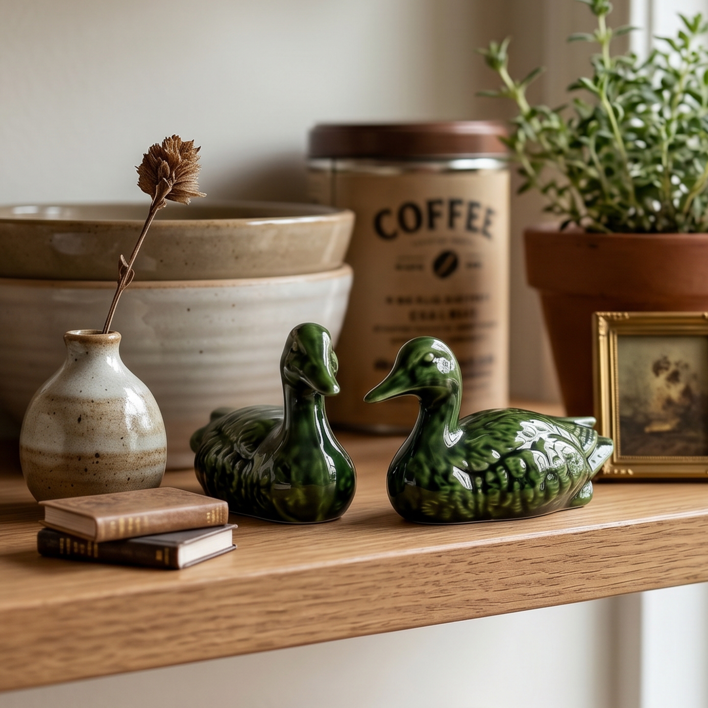 Hand-Glazed Ceramic Duck Set
