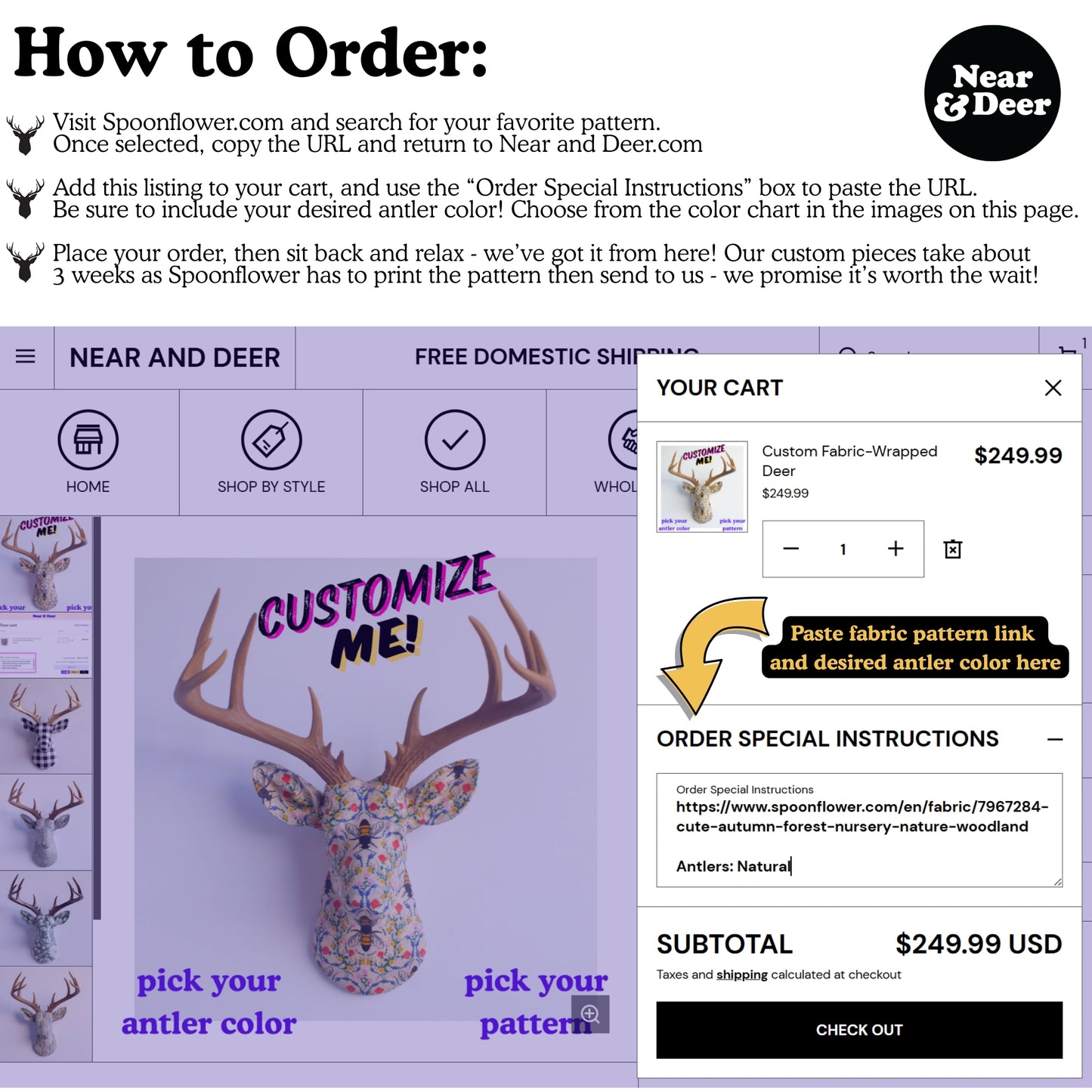 Custom Fabric-Wrapped Deer