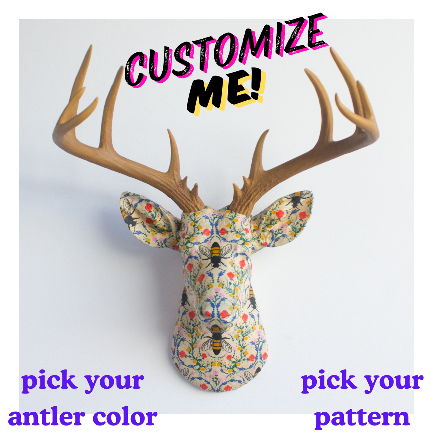 Custom Fabric Deer Head - Choose your Own Fabric and Antler Color