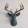 Fabric-Wrapped Deer Head - Plaid and Tartan Patterns