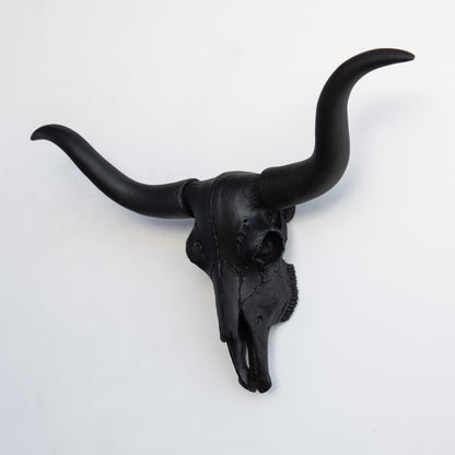 Faux Mini Texas Longhorn Steer Skull Wall Mount // Black