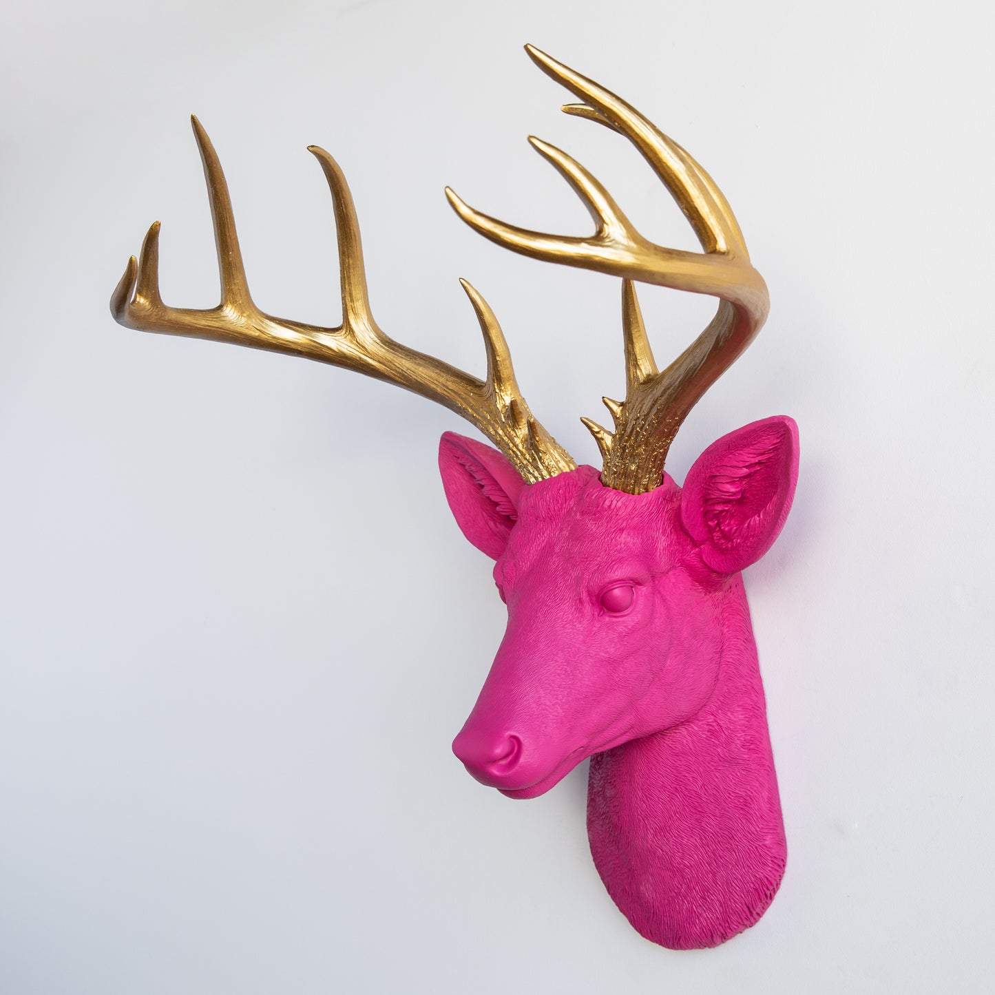 Faux Stag Deer Head Wall Mount // Hot Pink and Gold