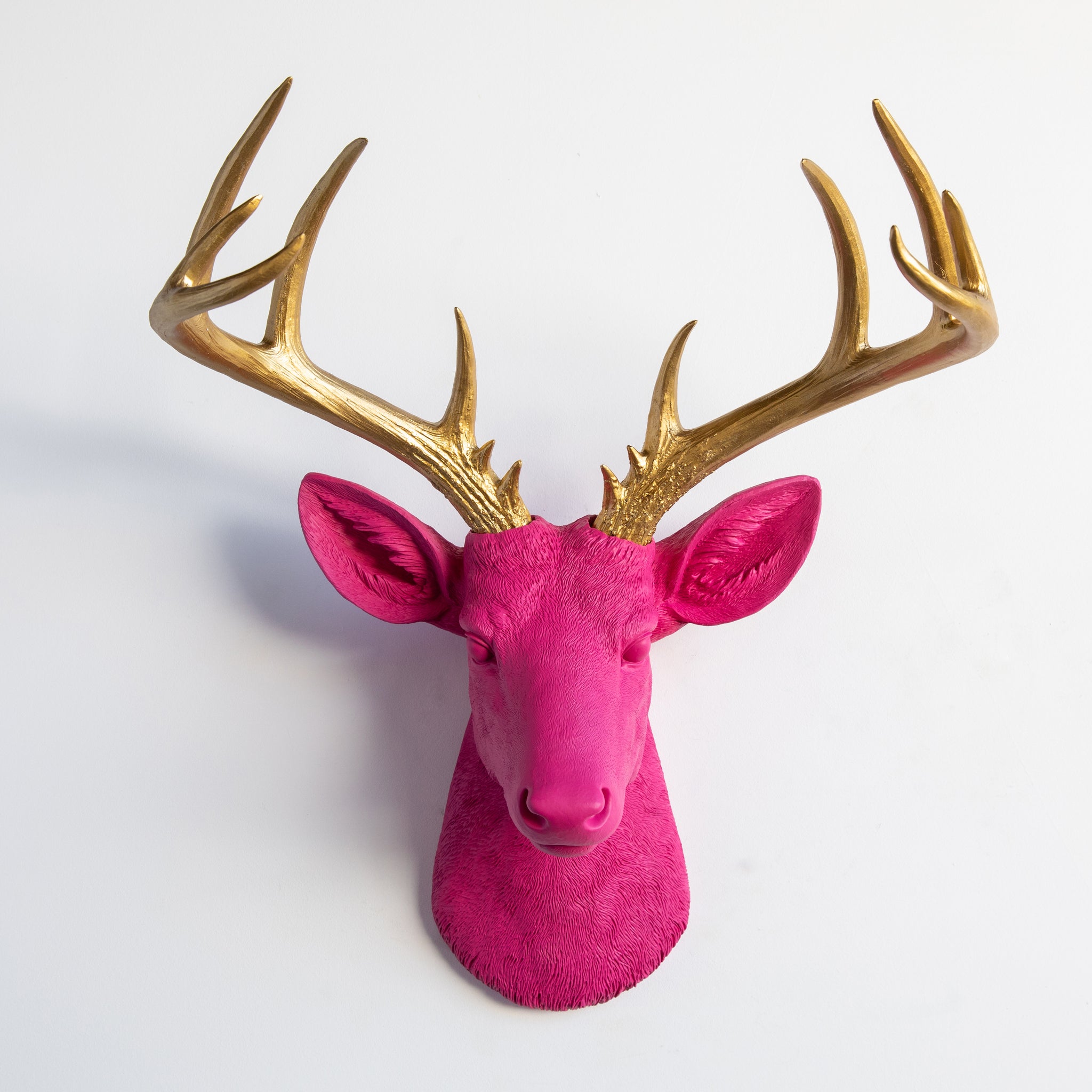 Faux Stag Deer Head Wall Mount // Hot Pink and Gold