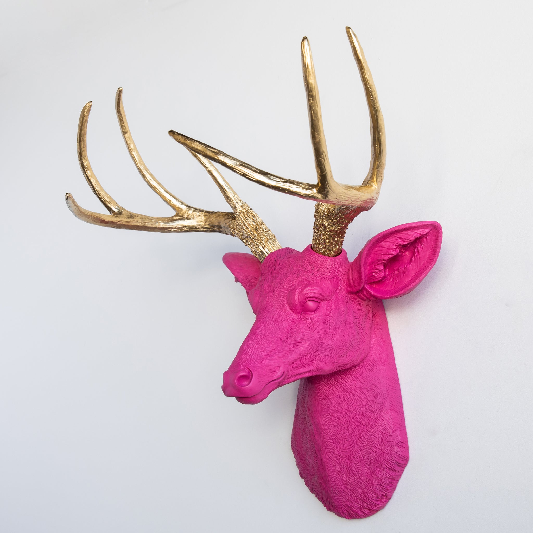 Faux Deer Head Wall Mount // Hot Pink and Gold