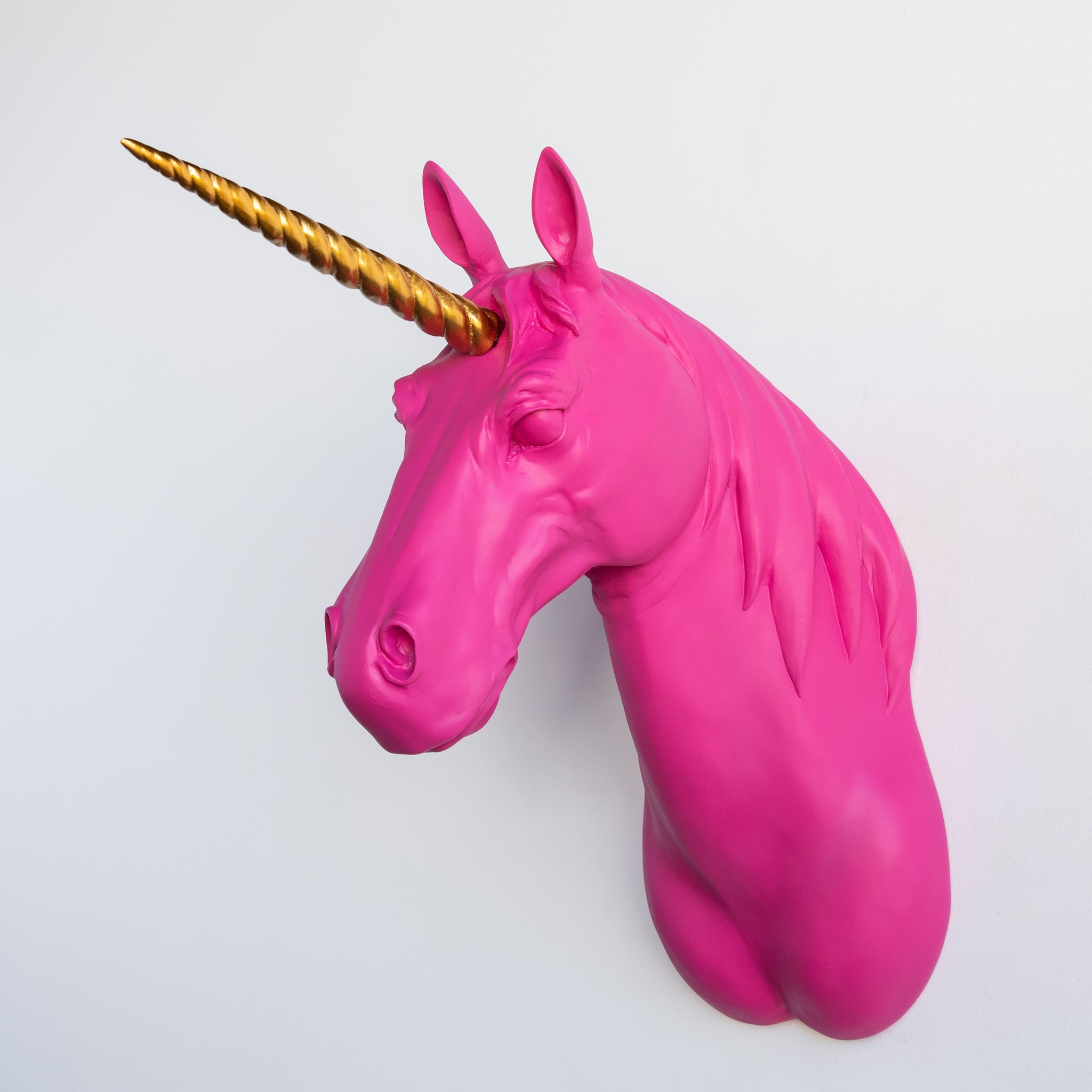 XL Unicorn Head Wall Mount // Hot Pink and Gold