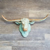 Faux Taxidermy - Green Patina Texas Longhorn Head - Modern Farmhouse Decor