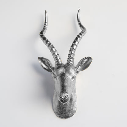 Faux Antelope Head Wall Mount // Silver