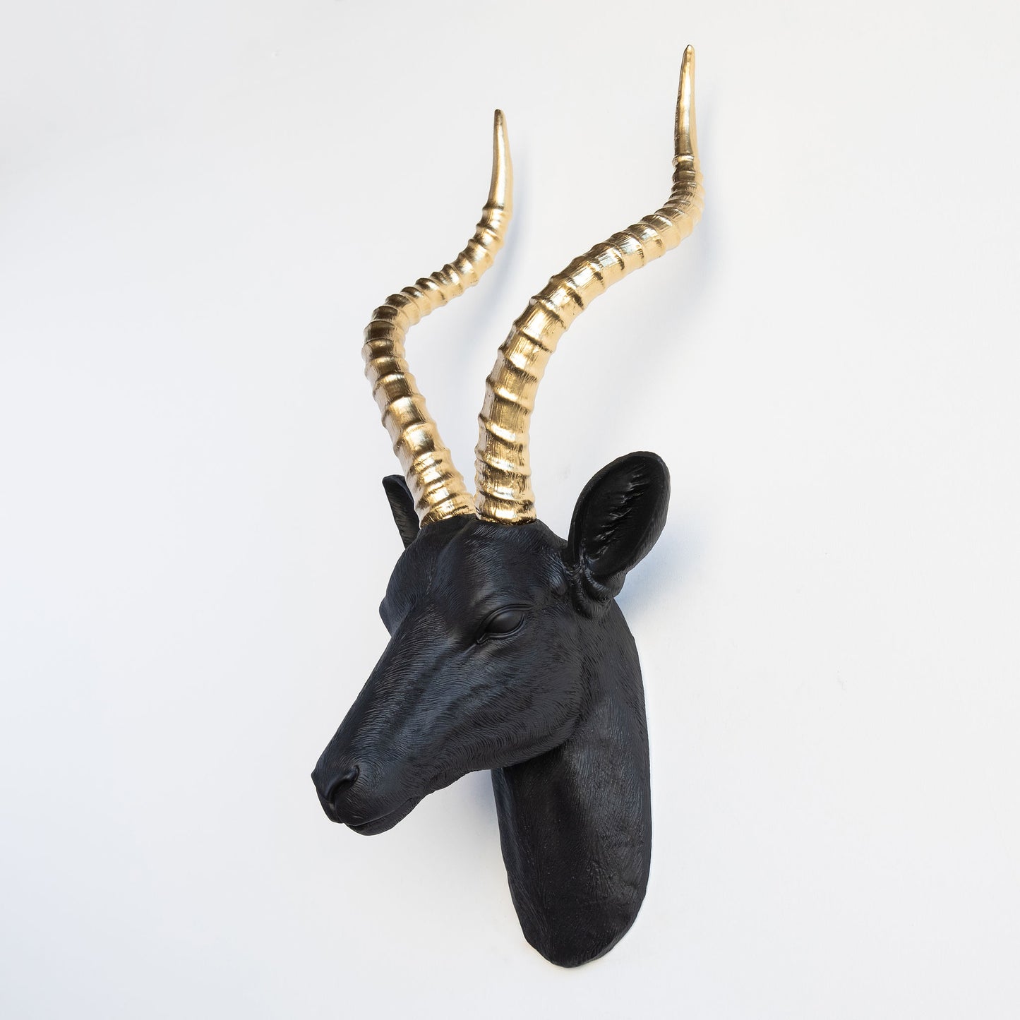 Faux Antelope Head Wall Mount // Black and Gold