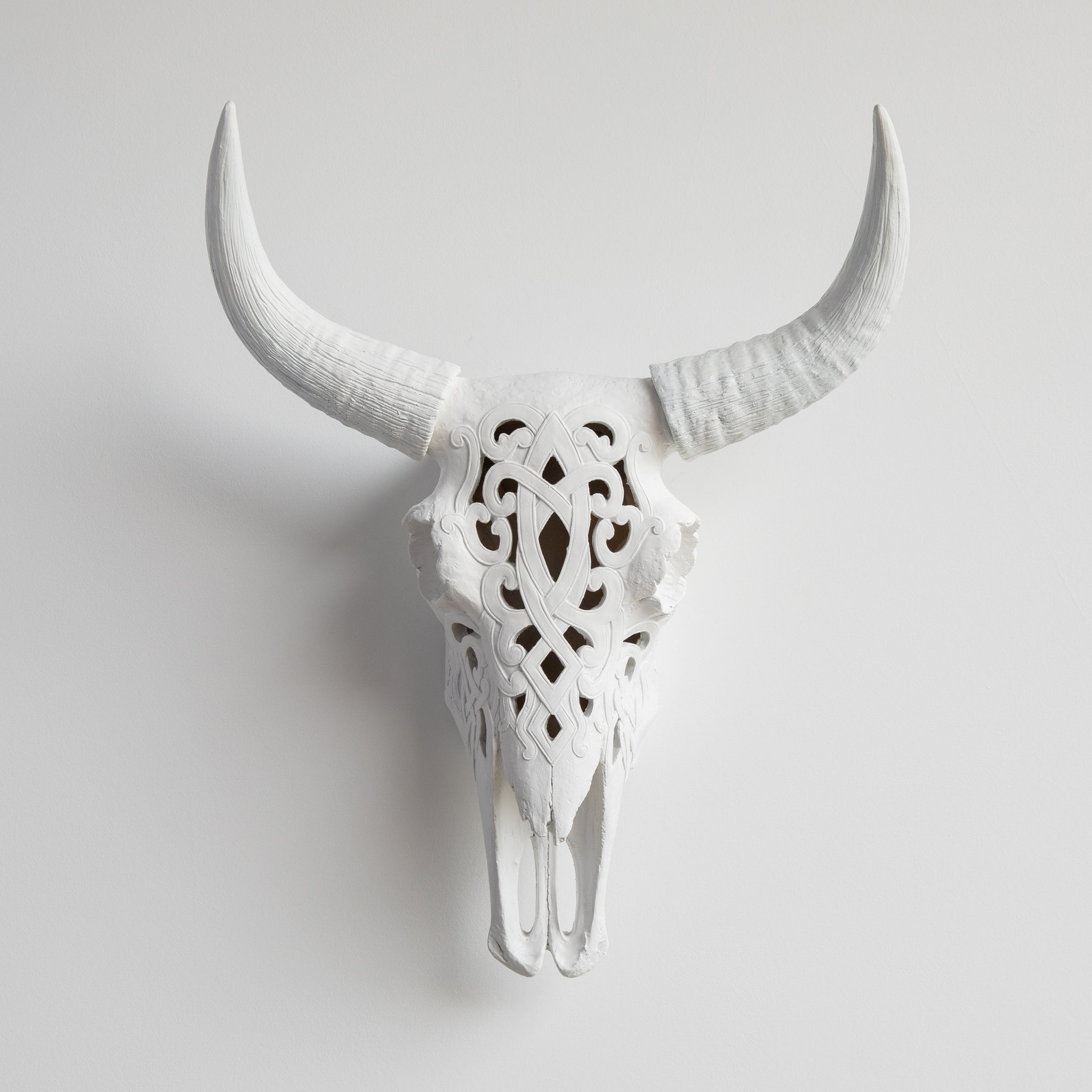 Faux Carved Cow Skull // White