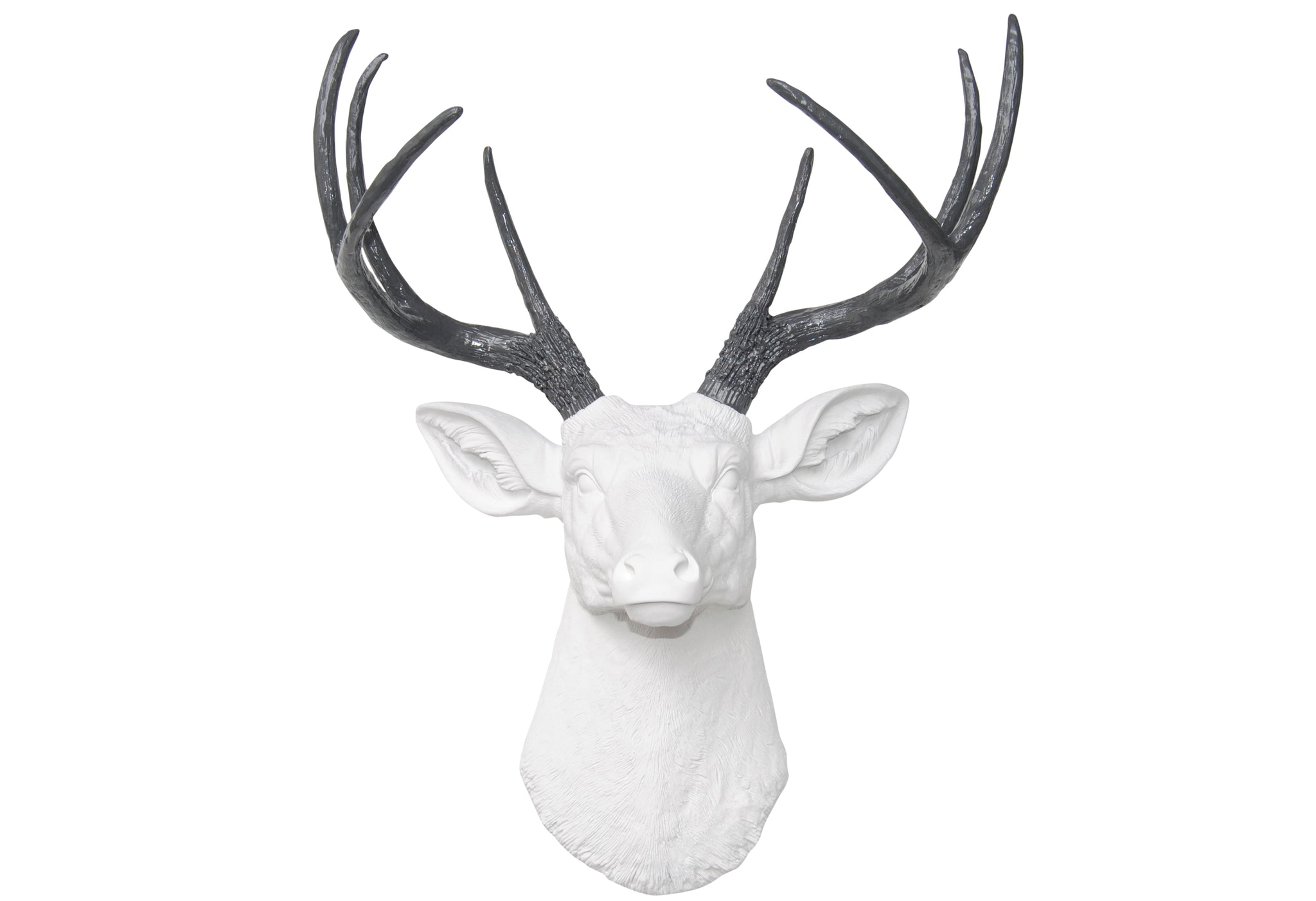 Faux Deer Head Wall Mount // White and Gray