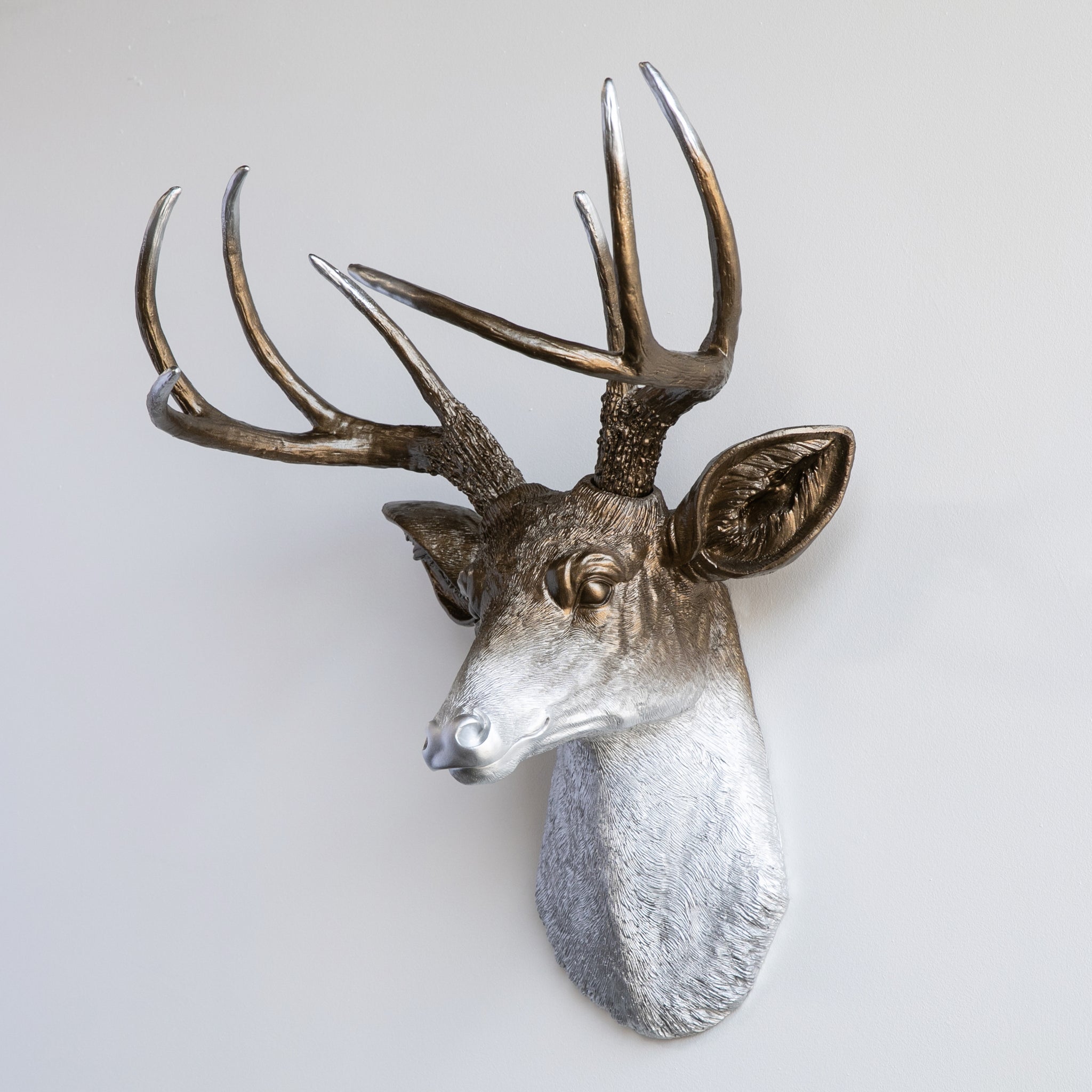 Faux Deer Head Wall Mount // Metallic Bronze and Silver