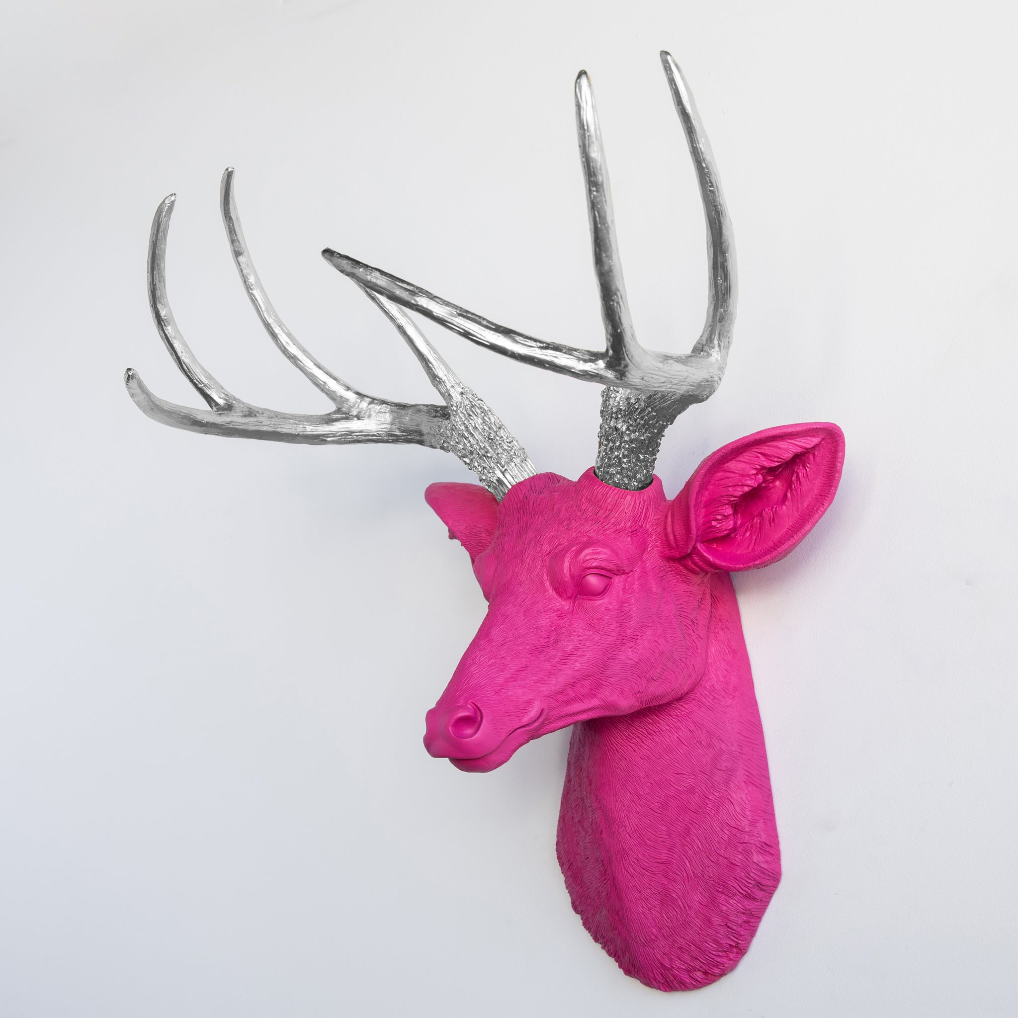 Faux Deer Head Wall Mount // Hot Pink and Chrome