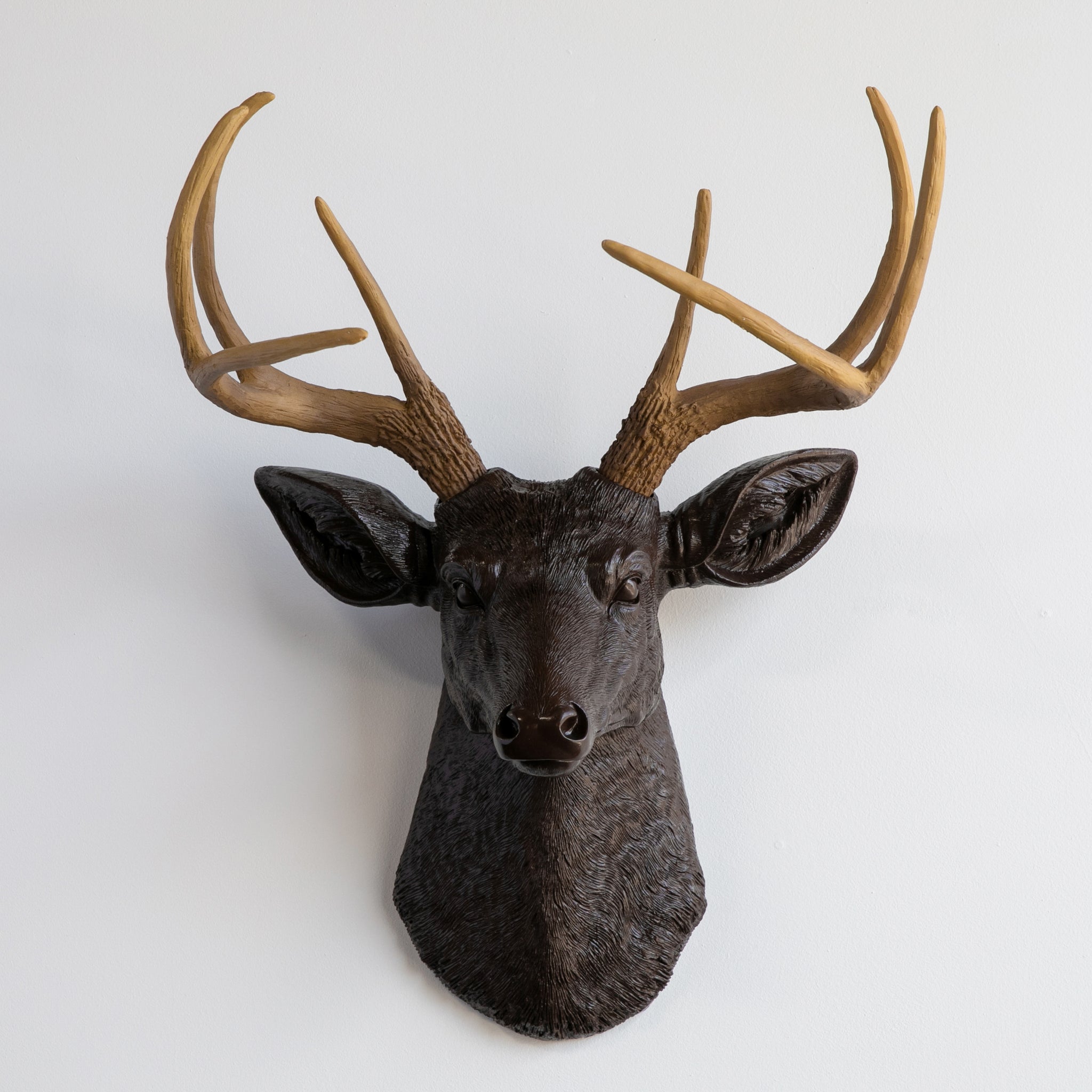 Faux Deer Head Wall Mount // Espresso Brown and Natural