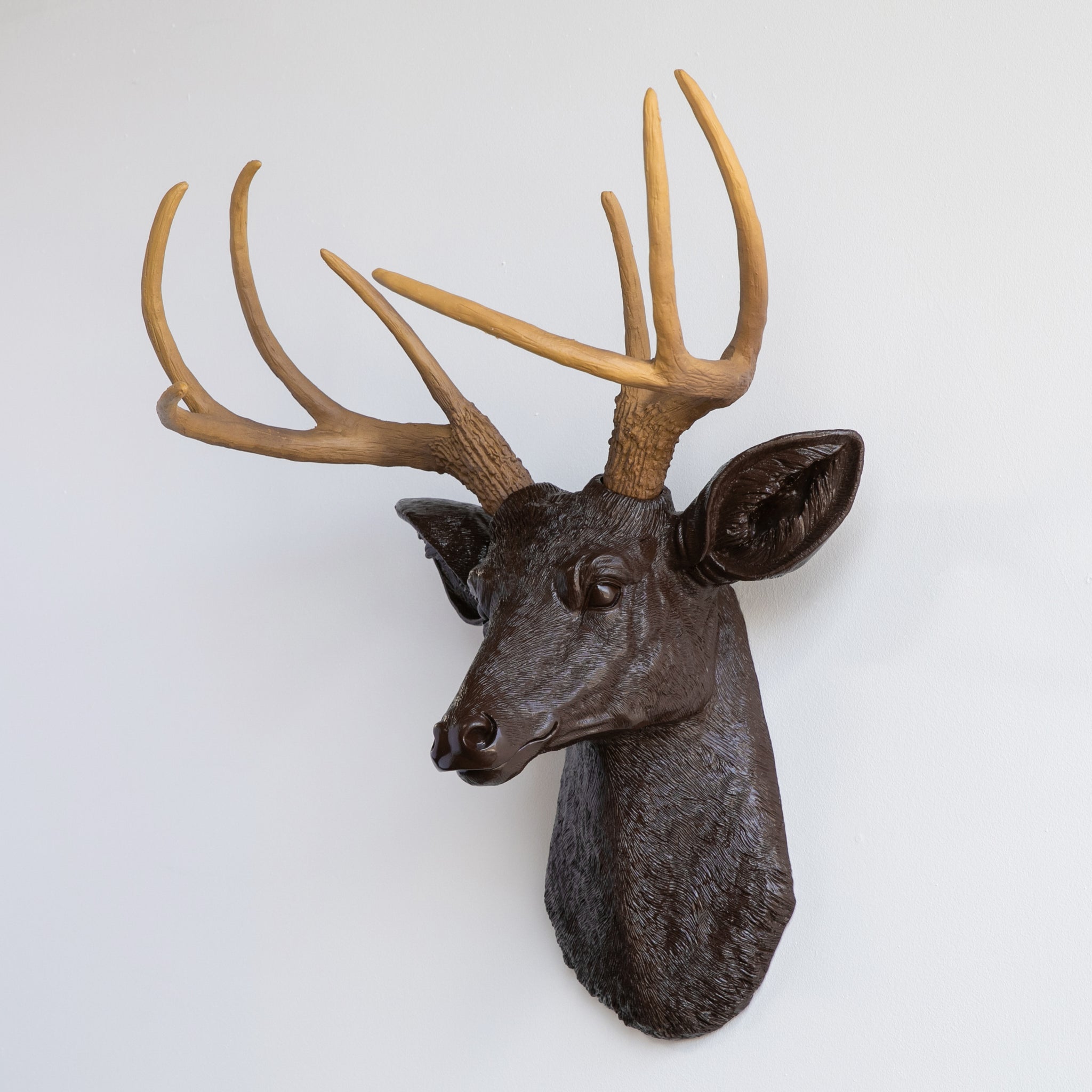 Faux Deer Head Wall Mount // Espresso Brown and Natural