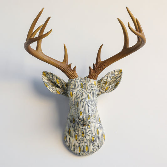 Fabric Deer Head - Woodgrain Pattern Fabric Deer Head