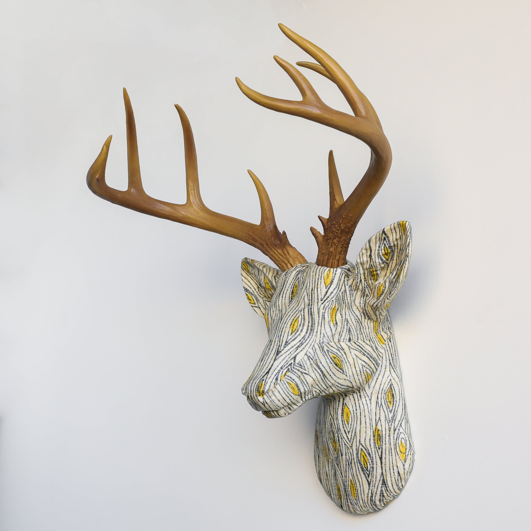 Fabric Deer Head - Woodgrain Pattern Fabric Deer Head