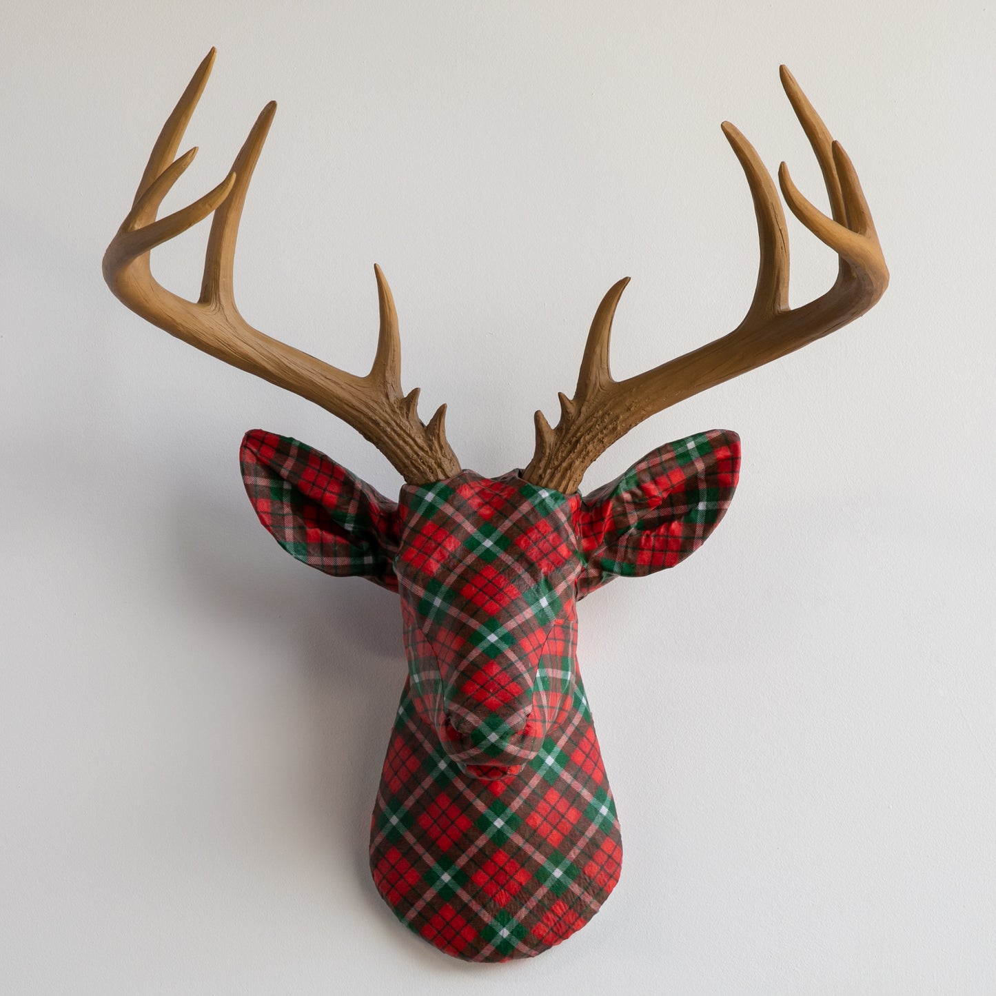 Fabric Deer Head - Christmas Plaid Fabric Deer Head