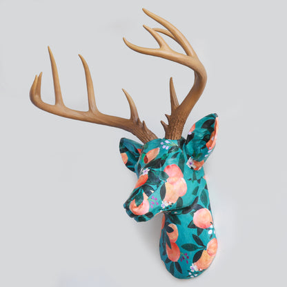 Fabric Deer Head - Teal Clementines Fabric Deer Head