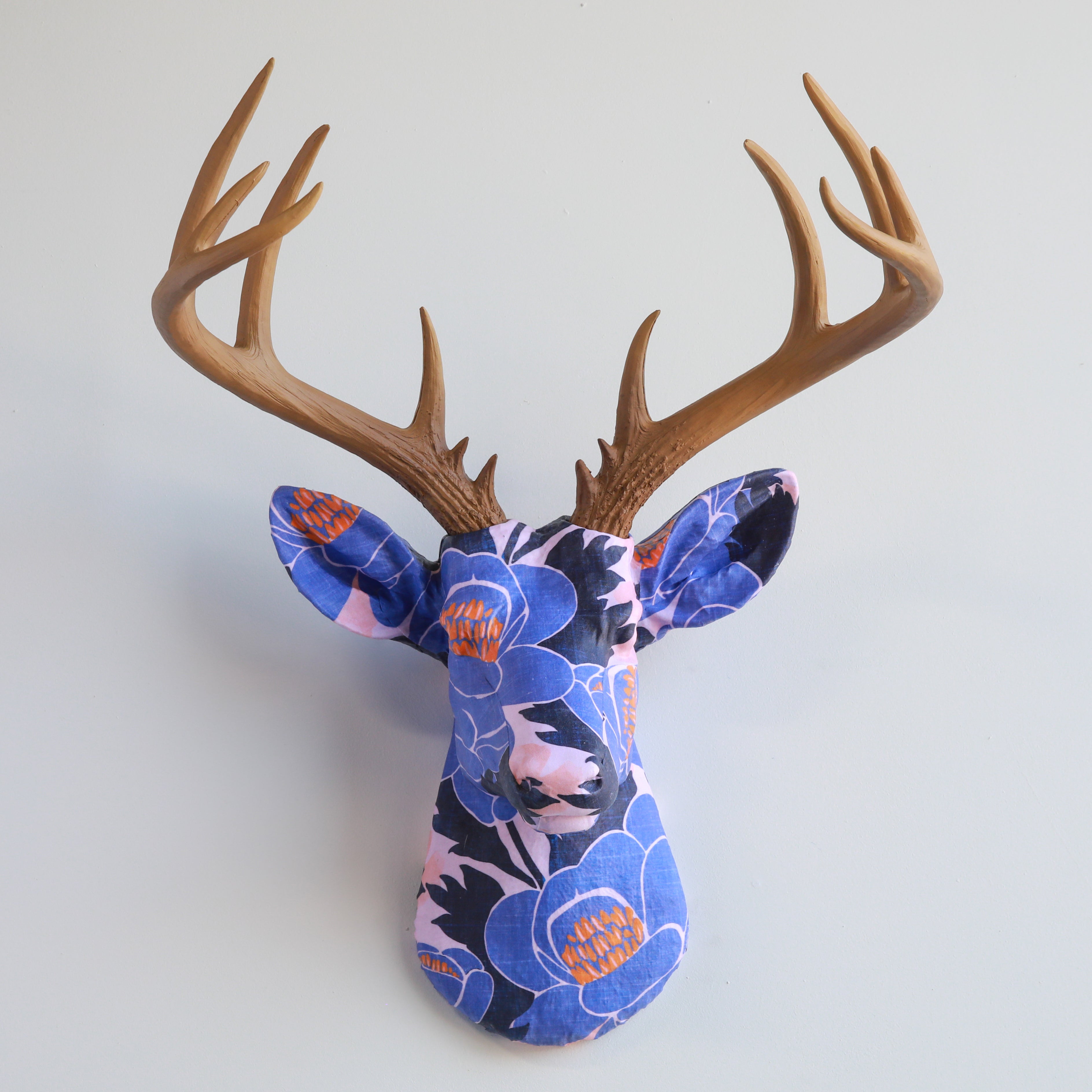 Fabric Deer Head Very Peri Poppies Fabric Deer Head Near and Deer