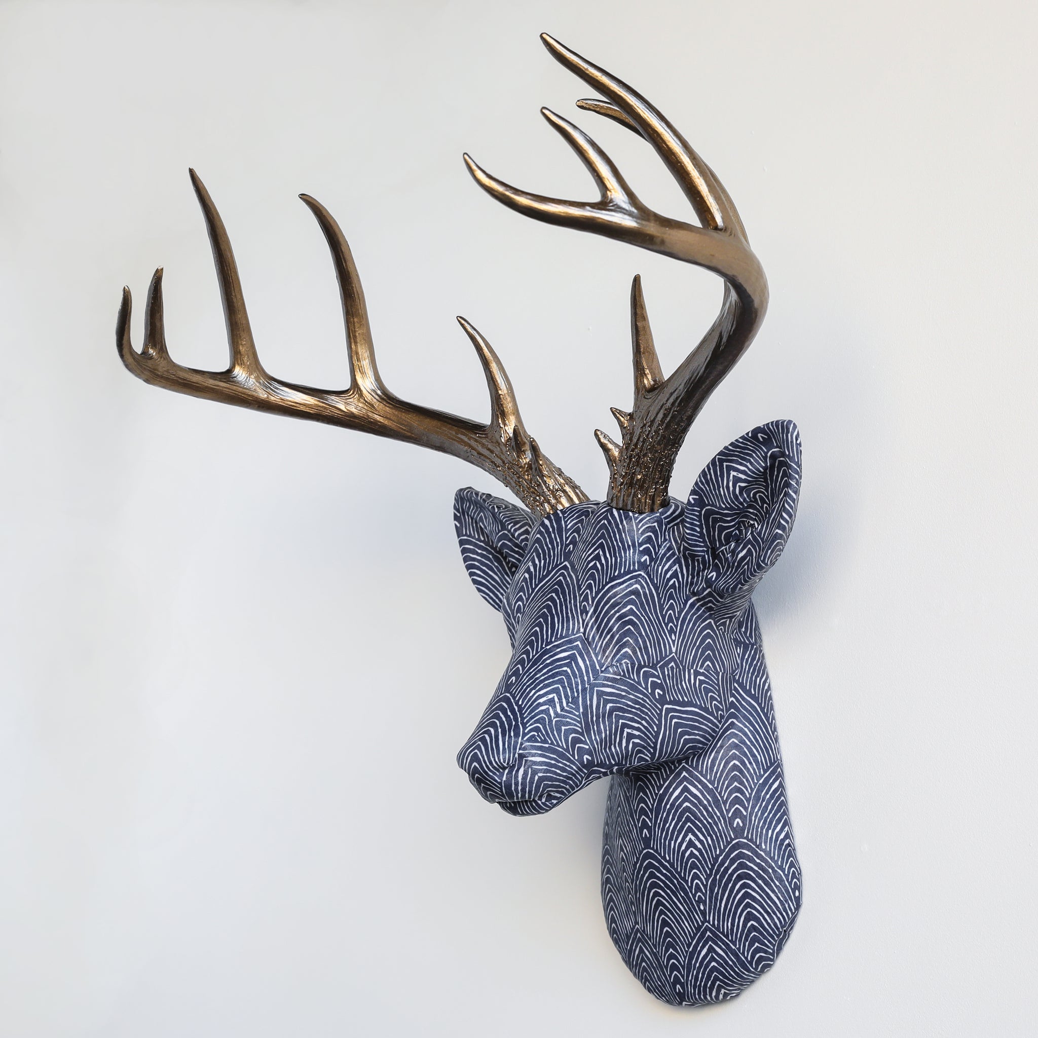 Fabric Deer Head - Blue Mountain Pattern Fabric Deer Head