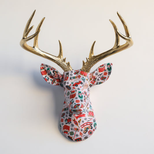Fabric Deer Head - Retro Christmas Toys Fabric Deer Head