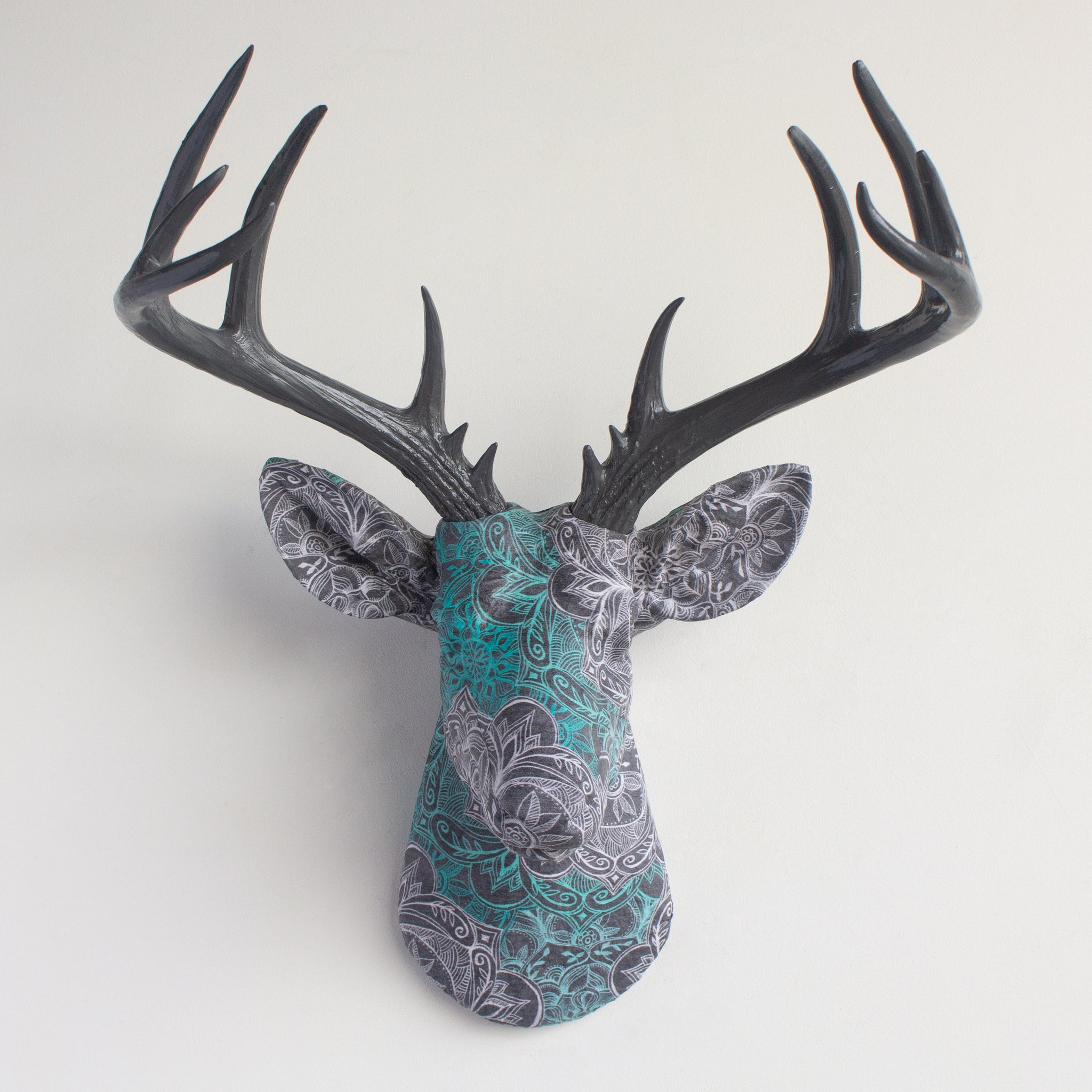 Fabric Deer Head - Turquoise Paisley Fabric Deer Head