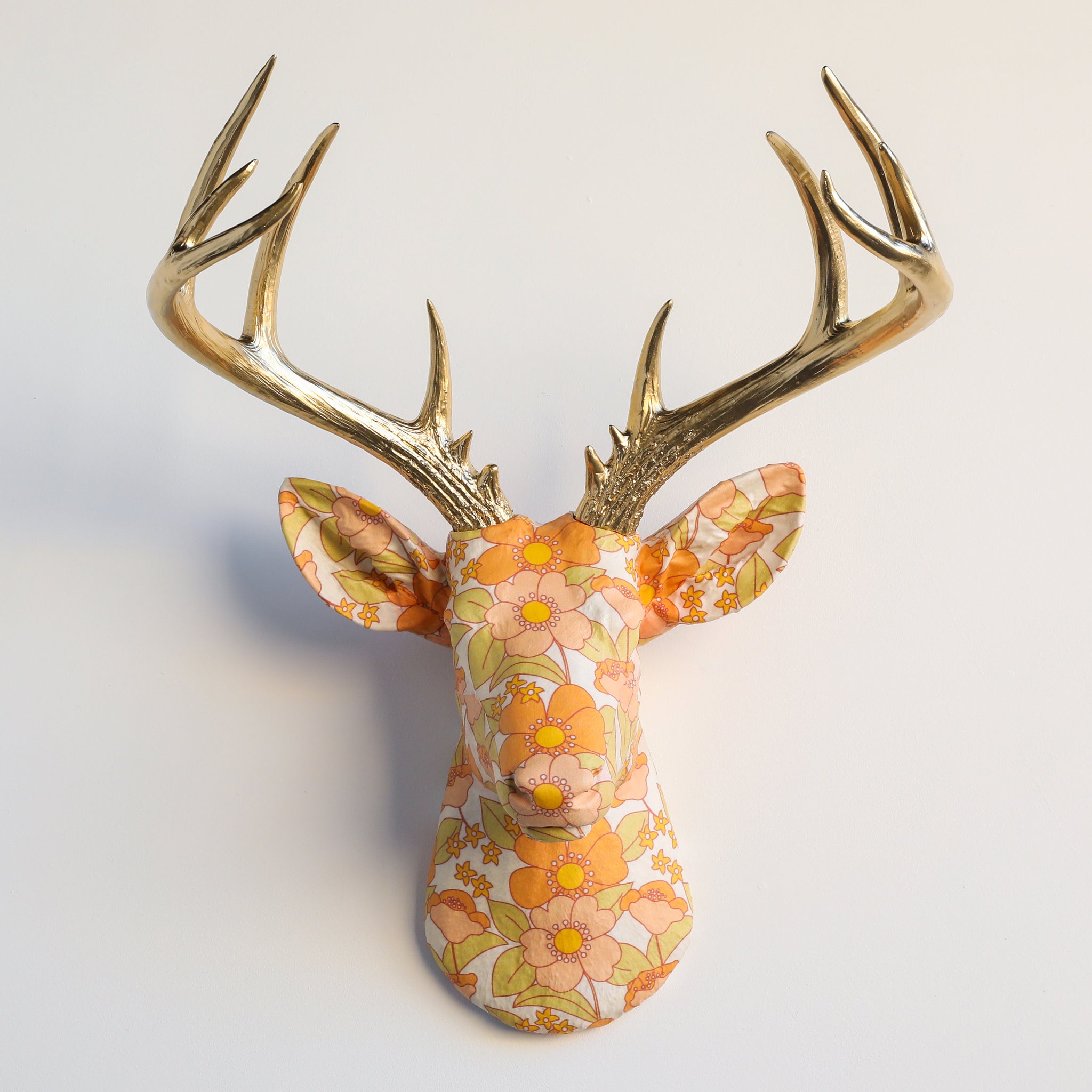 Fabric Deer Head - Retro Floral Pattern Fabric Deer Head