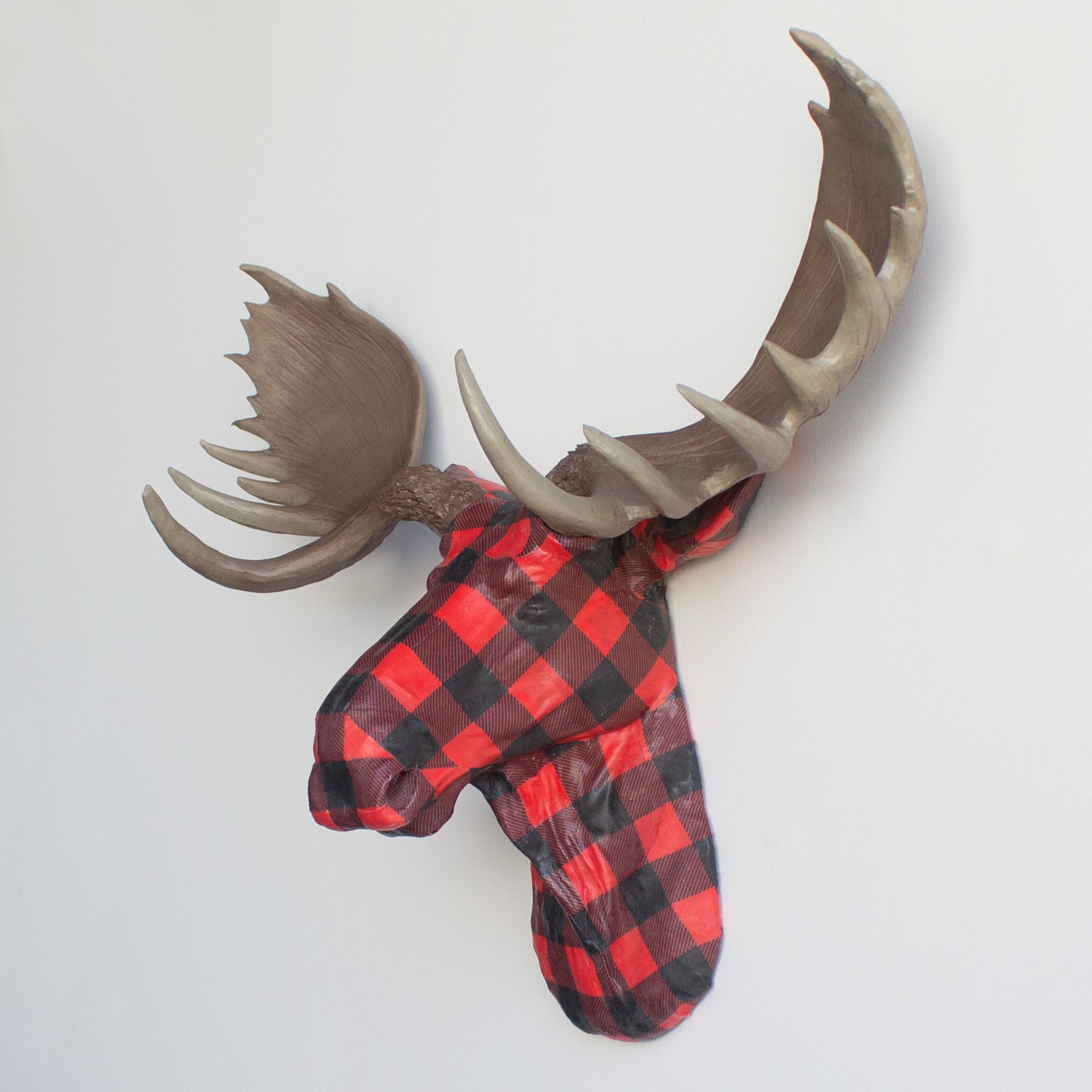 Fabric Moose Head // Buffalo Plaid