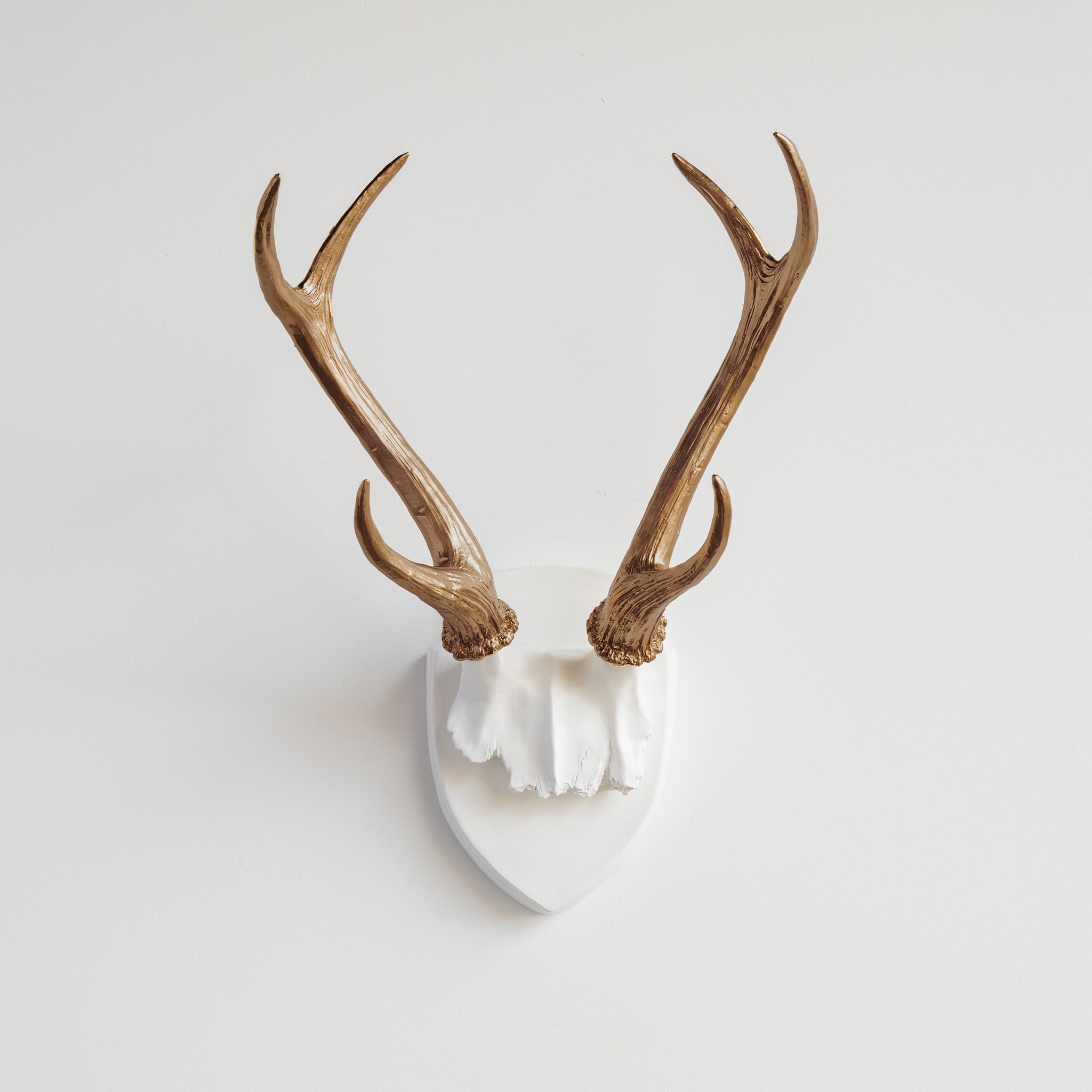 Faux Deer Antler Wall Trophy // White and Bronze