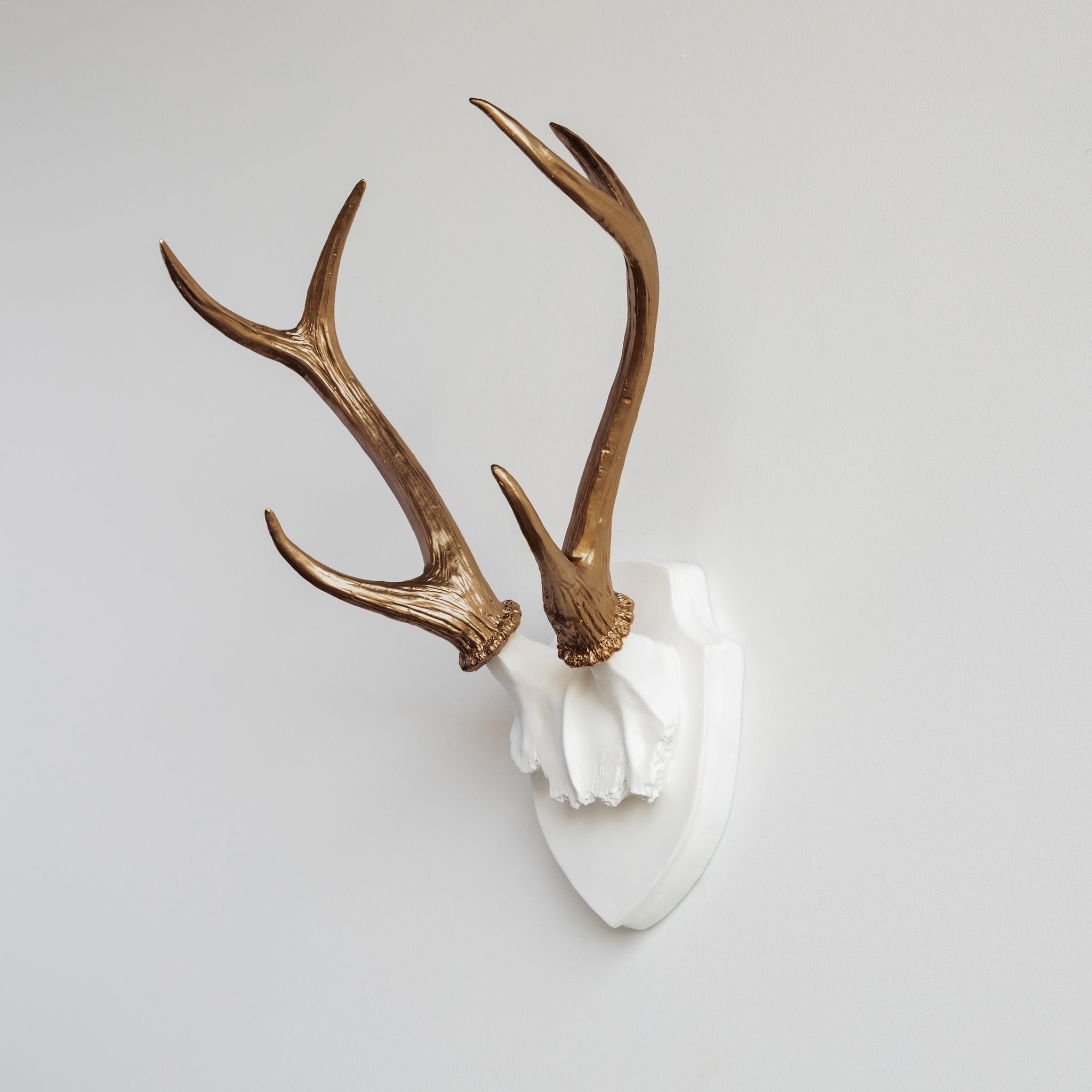Faux Deer Antler Wall Trophy // White and Bronze