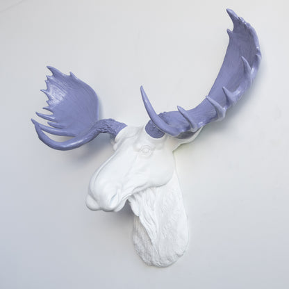 Faux Moose Head Wall Mount // White and Lavender