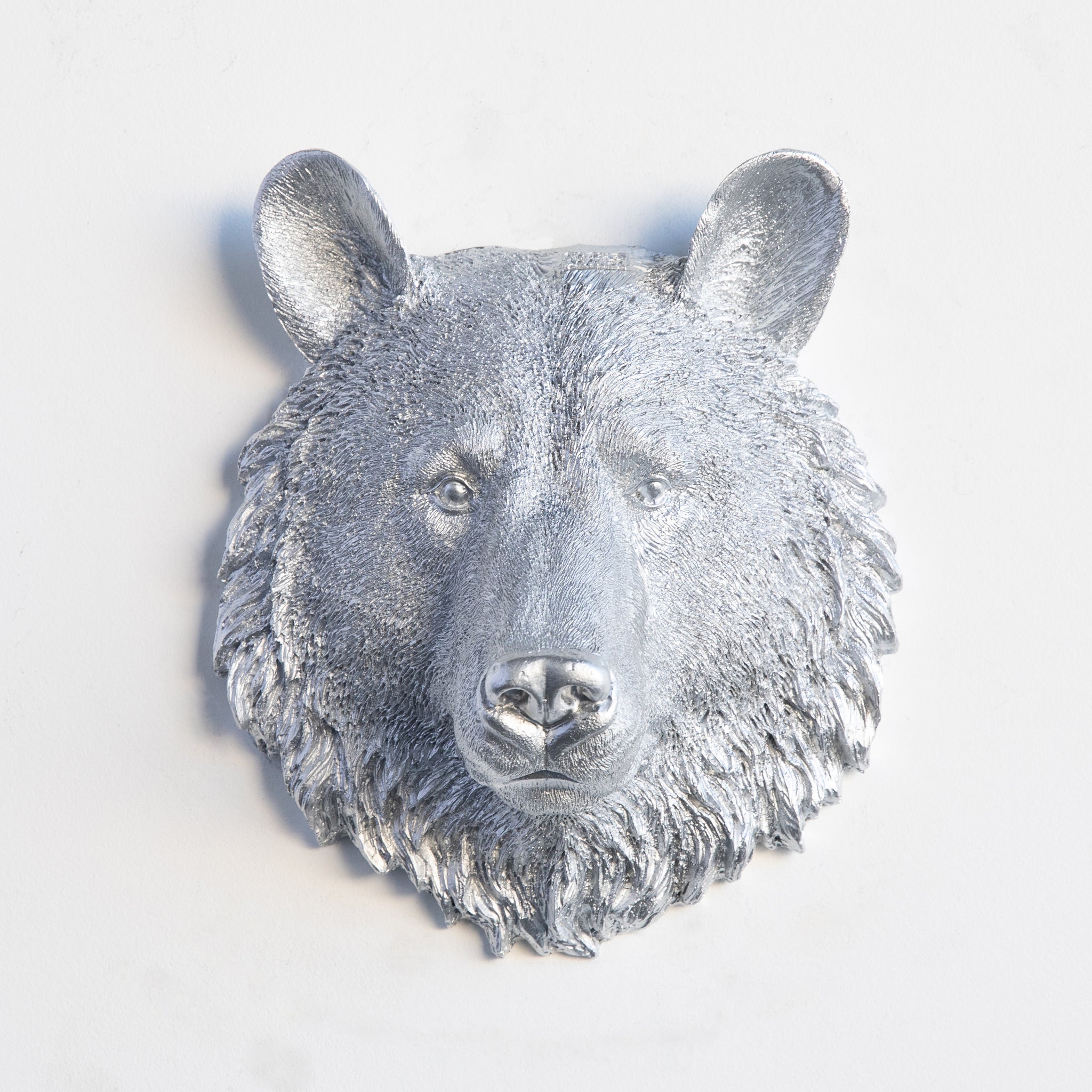 Faux Small Bear Head Wall Mount // Silver