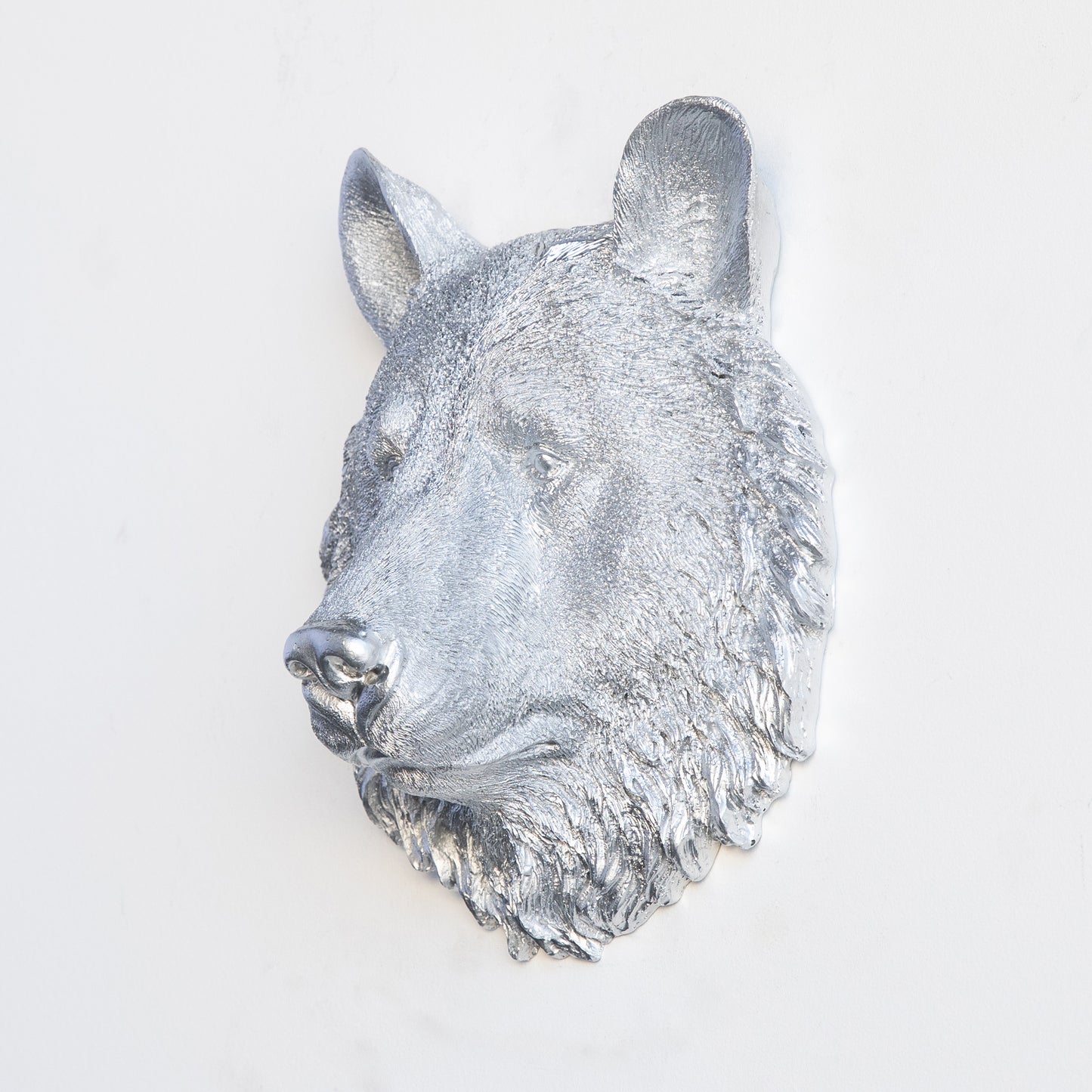 Faux Small Bear Head Wall Mount // Silver